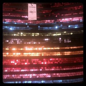 Express black sequin mini skirt